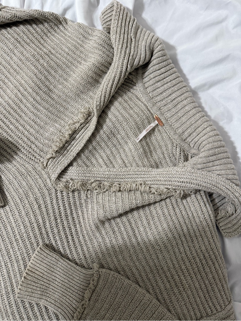 Free People Cozy Ribbed Open-Front Women’s Sweater Cardigan - Light Taupe